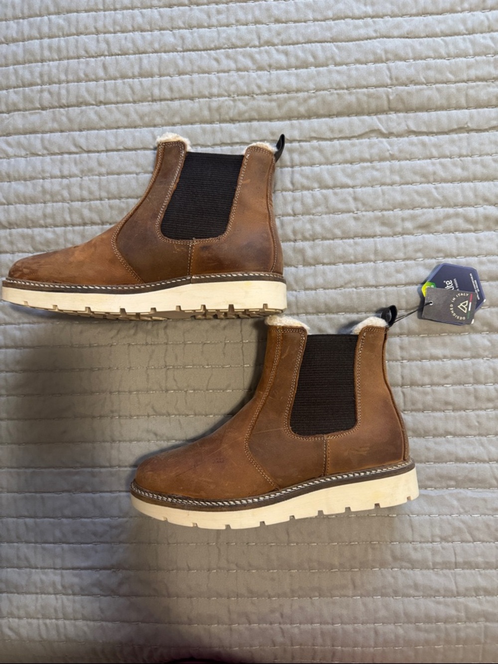 Alpine Design Brown Chelsea Booties with Black Elastic and Cream Lug Sole